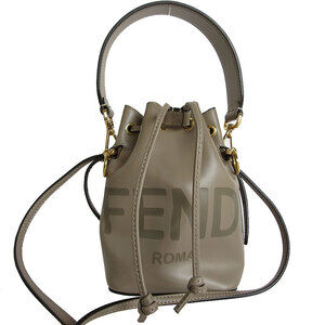Fendi Mon Tresor Shoulder Bag Greige Gold Leather